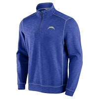 Men's Tommy Bahama Royal Los Angeles Chargers Tobago Bay Tri-Blend Half-Zip Sweatshirt