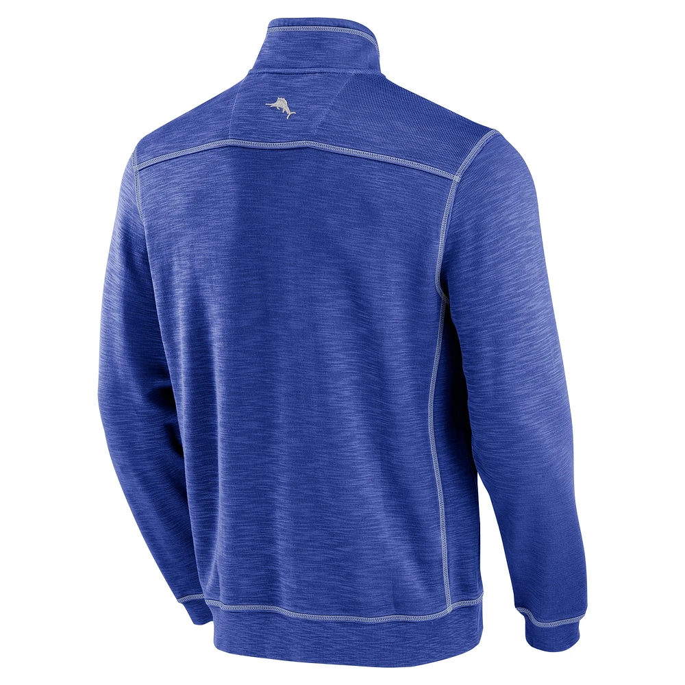 Sweat-shirt à demi-zip Tommy Bahama Royal Los Angeles Chargers Tobago Bay Tri-Blend pour homme