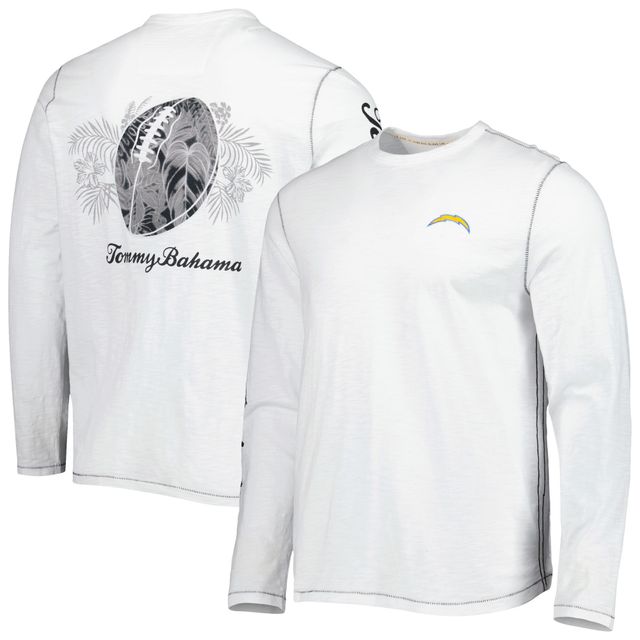 T-shirt à manches longues Tommy Bahama Los Angeles Chargers Laces Out Billboard pour homme, blanc