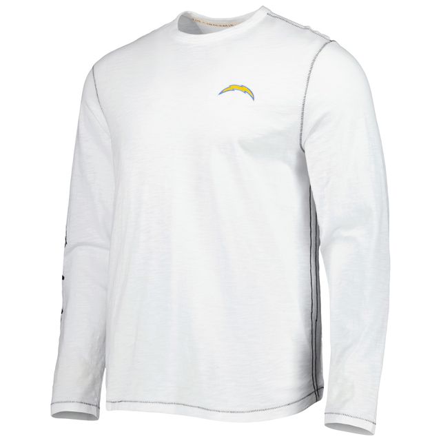 T-shirt à manches longues Tommy Bahama Los Angeles Chargers Laces Out Billboard pour homme, blanc