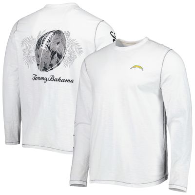 Men's Tommy Bahama White Los Angeles Chargers Laces Out Billboard Long Sleeve T-Shirt