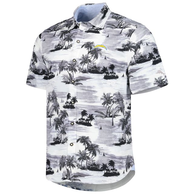 Chemise boutonnée Tommy Bahama Los Angeles Chargers Sport Tropical Horizons pour homme, blanche