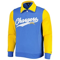 Sweat Tommy Hilfiger pour homme bleu poudré/doré Los Angeles Chargers Aiden Quarter-Zip