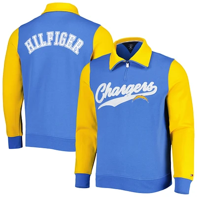 Sweat Tommy Hilfiger pour homme bleu poudré/doré Los Angeles Chargers Aiden Quarter-Zip