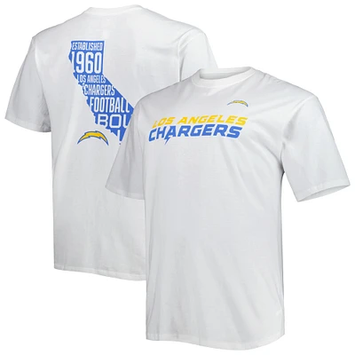 T-shirt blanc pour homme Los Angeles Chargers Big & Tall Hometown Collection Hot Shot