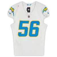 Maillot Nike blanc n°56 de Morgan Fox des Los Angeles Chargers utilisé lors du match contre les New England Patriots le 28 décembre 2024
