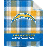 Pegasus Los Angeles Chargers Pegasus Los Angeles Chargers Couverture en peluche Sherpa en flanelle à carreaux 50" x 60"