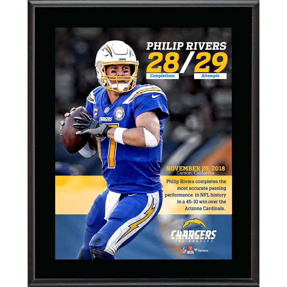 Lids Philip Rivers Los Angeles Chargers Fanatics Authentic 10.5 x 13  Single Game NFL Completion Percentage Record Sublimated Plaque