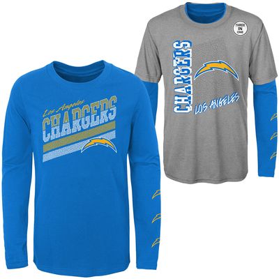 Preschool Gray/Powder Blue Los Angeles Chargers For the Love of Game - T-Shirt Combo Set