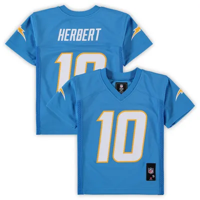 Women's Fanatics Branded Justin Herbert Powder Blue Los Angeles Chargers  Plus Size Player Name & Number V-Neck T-Shirt