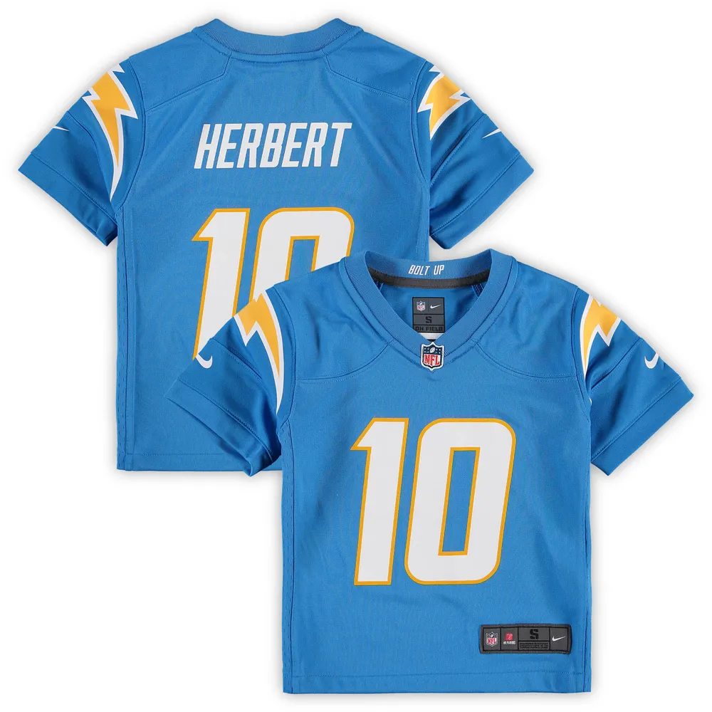 Maillot de match des Chargers Los Angeles Nike Justin Herbert pour enfants d'âge préscolaire, bleu poudre