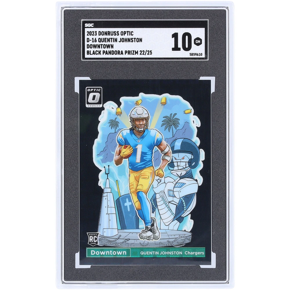 Quentin Johnston Los Angeles Chargers 2023 Panini Donruss Optic Black Pandora Downtown #D-16 #22/25 SGC Authenticated 10 Rookie Card