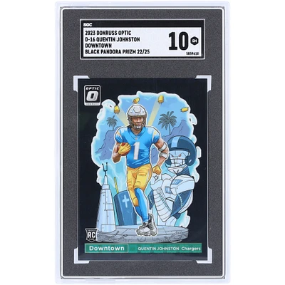 Quentin Johnston Los Angeles Chargers 2023 Panini Donruss Optic Black Pandora Downtown #D-16 #22/25 SGC Authenticated 10 Rookie Card