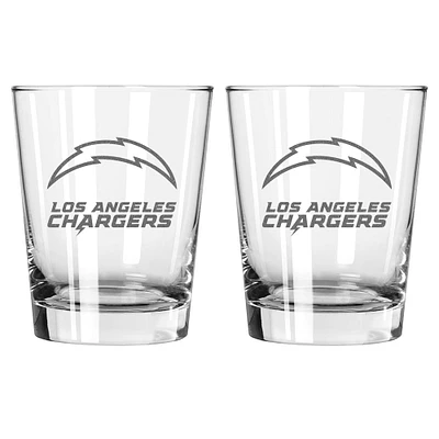 The Memory Company Los Angeles Chargers, paquet de 2, 15 oz. Ensemble de verres à l'ancienne double