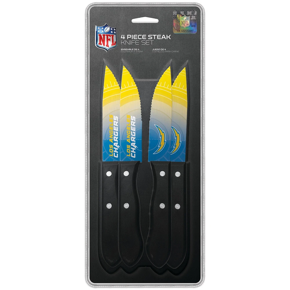 The Sports Vault Los Angeles Chargers - Ensemble de 4 couteaux à steak