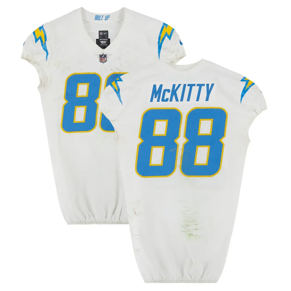 Lids Tre McKitty Los Angeles Chargers Fanatics Authentic Game-Used #88  White Jersey vs. San Francisco 49ers on November 13, 2022