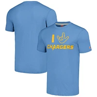 Hommage unisexe bleu poudre Los Angeles Chargers La collection NFL ASL par Love Sign T-shirt triple mélange