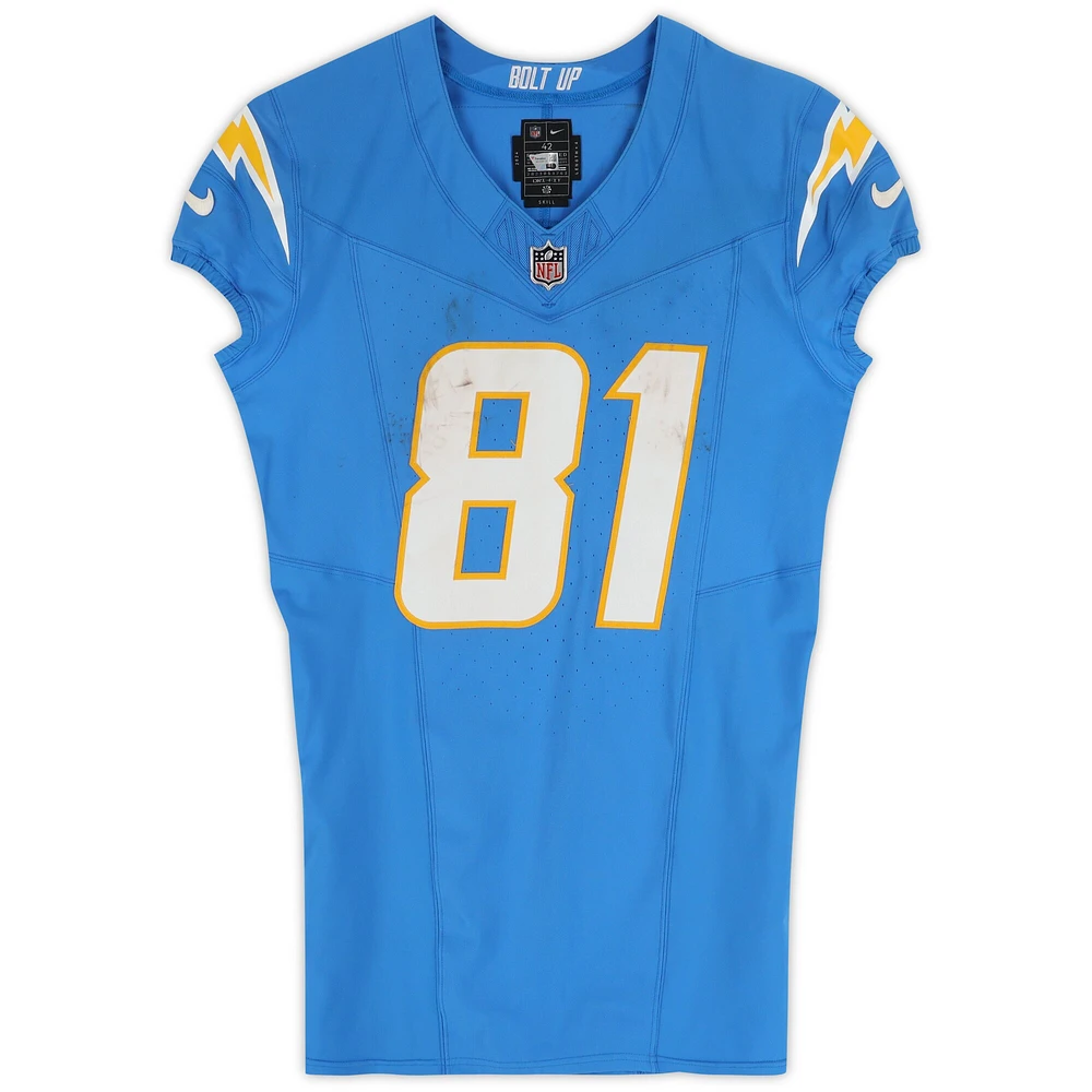 Will Dissly Los Angeles Chargers Chargers Game-Used #81 Powder Blue Nike Jersey vs. Kansas City Chiefs on September 29, 2024