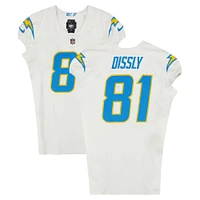 Maillot Nike blanc n°81 de Will Dissly des Los Angeles Chargers utilisé lors du match contre les New England Patriots le 28 décembre 2024