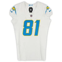 Maillot Nike blanc n°81 de Will Dissly des Los Angeles Chargers utilisé lors du match contre les New England Patriots le 28 décembre 2024