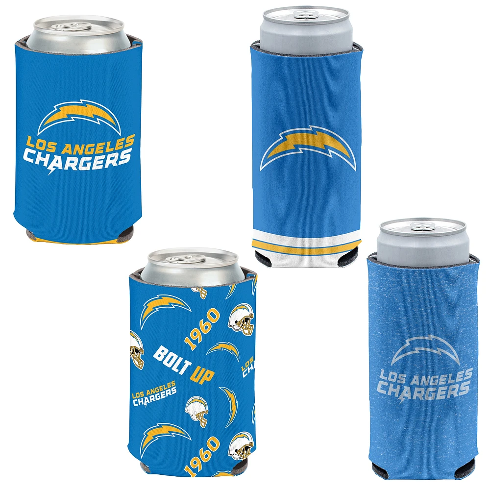 WinCraft Los Angeles Chargers 4-Pack 12oz. Can & Slim Can Cooler Set