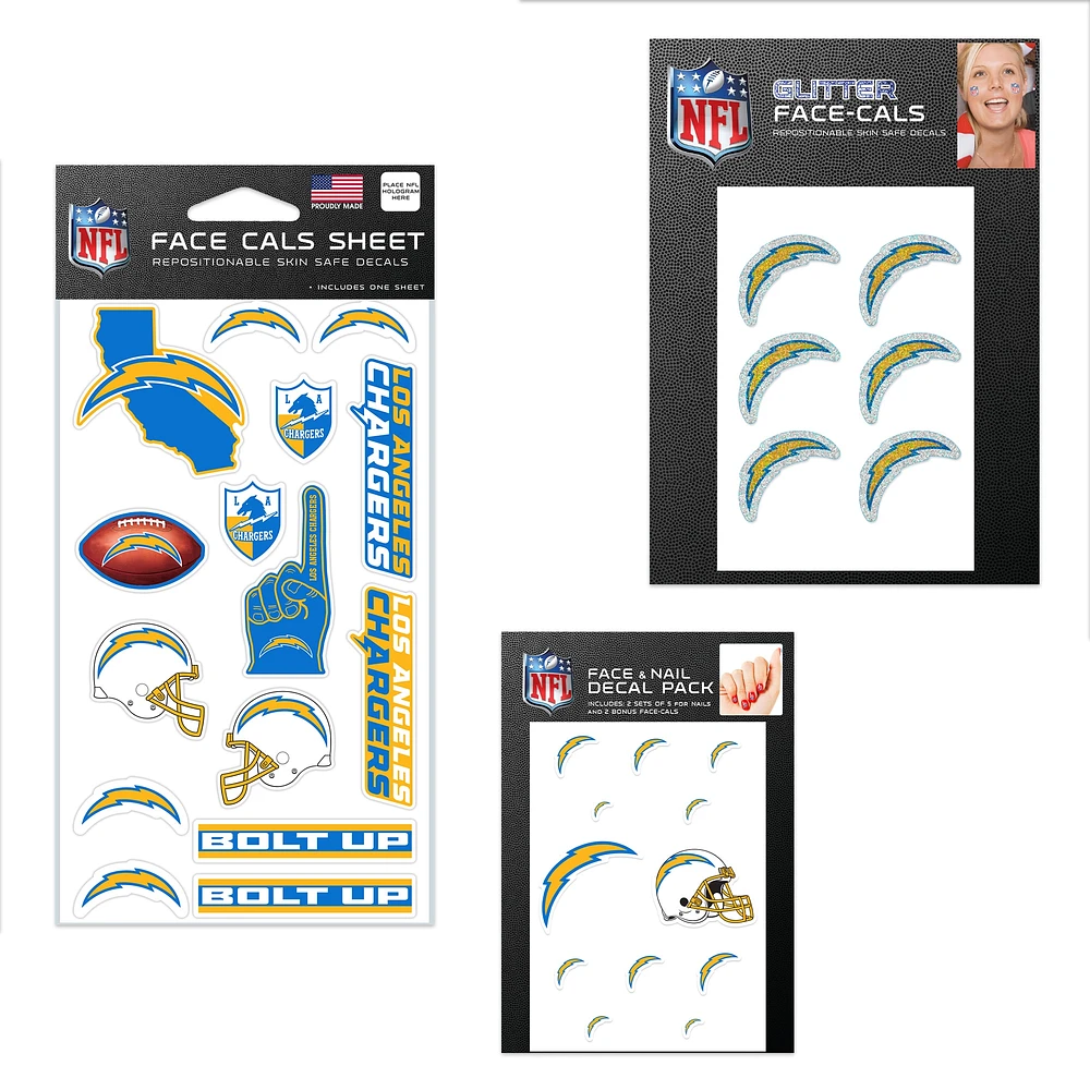 WinCraft Los Angeles Chargers 4" x 7" Waterless Tattoos Set