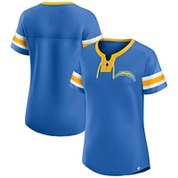 Women's Fanatics  Powder Blue Los Angeles Chargers Lace-Up Bling T-Shirt