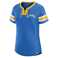 Women's Fanatics  Powder Blue Los Angeles Chargers Lace-Up Bling T-Shirt