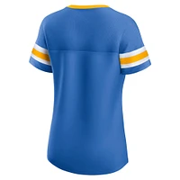 Women's Fanatics  Powder Blue Los Angeles Chargers Lace-Up Bling T-Shirt
