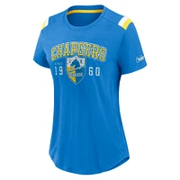 Women's Nike  Heather Blue Los Angeles Chargers Historic Slub Fashion T-Shirt