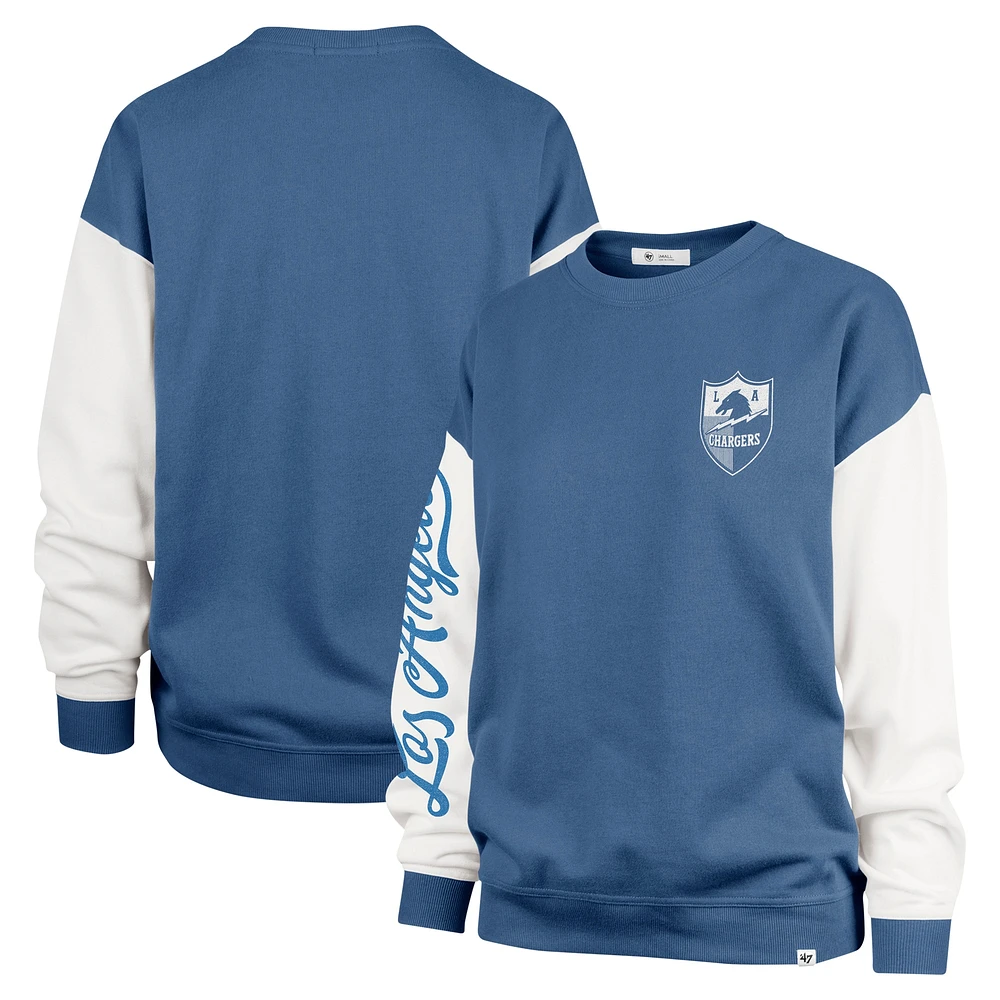 Sweat-shirt à enfiler Andie Double Header Los Angeles Chargers bleu poudre pour femme '47