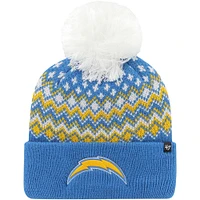 Bonnet en tricot à revers Elsa '47 Los Angeles Chargers pour femme bleu avec pompon