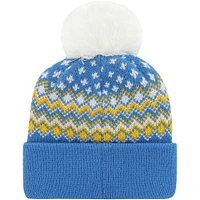 Bonnet en tricot à revers Elsa '47 Los Angeles Chargers pour femme bleu avec pompon