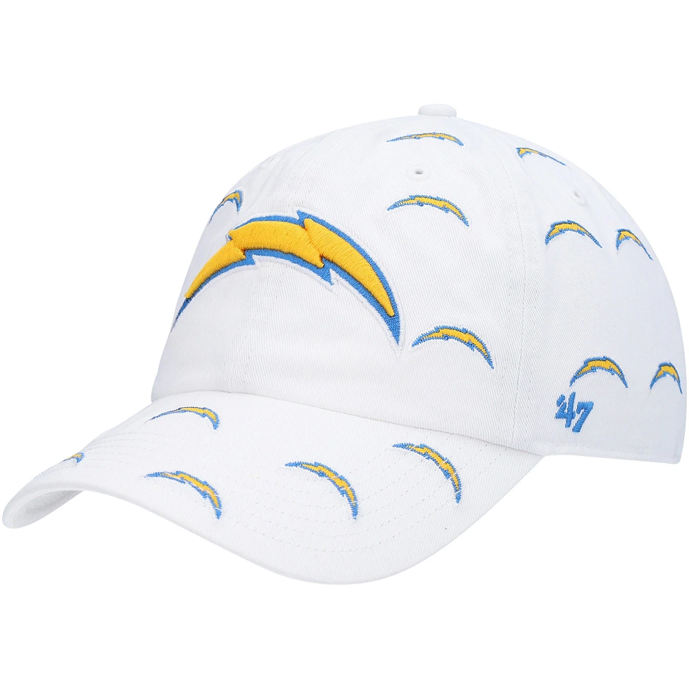 Women's '47 White Los Angeles Chargers Team Confetti Clean Up Adjustable Hat