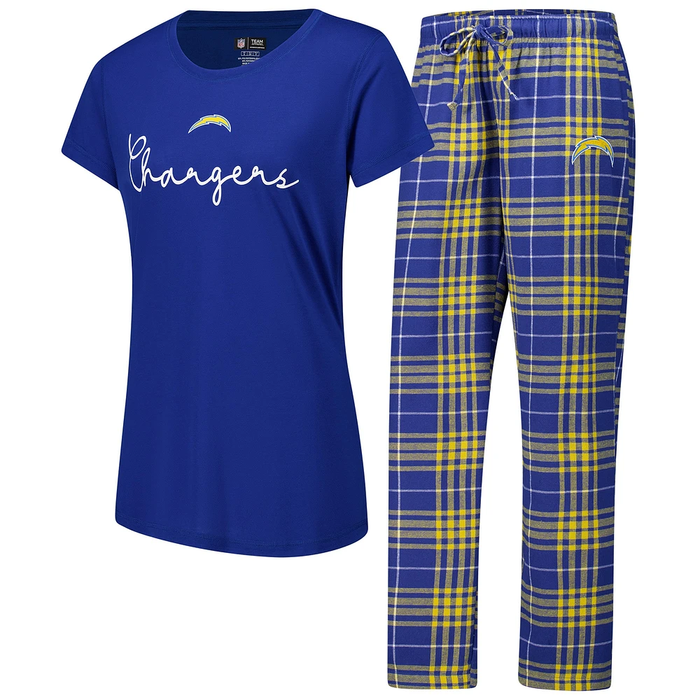 Women's Concepts Sport Los Angeles Chargers Vector T-Shirt & Flannel Pants Sleep Set