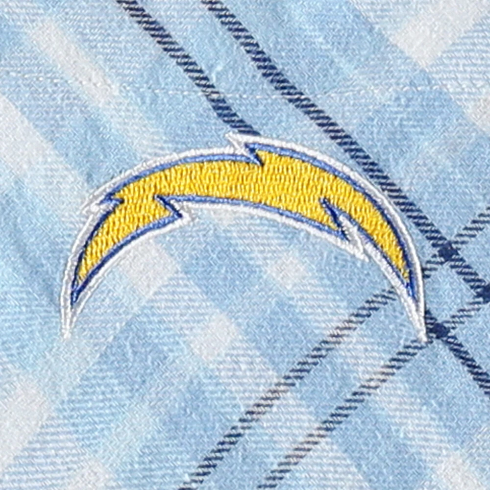 Chemise de nuit à manches longues et carreaux Los Angeles Chargers Mainstay pour femme Concepts Sport bleu poudré