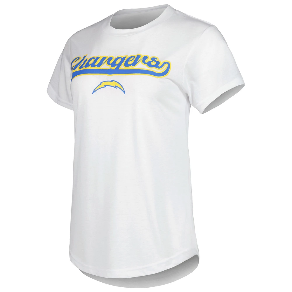 Women's Concepts Sport White/Charcoal Los Angeles Chargers Sonata T-Shirt & Leggings Sleep Set