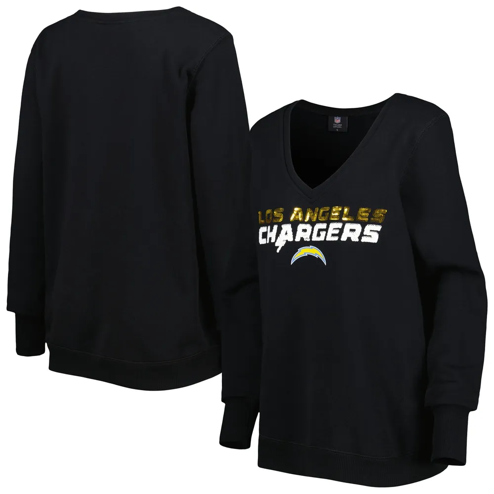 Lids Cincinnati Bengals Cuce Women's Sequin Logo V-Neck Pullover Sweatshirt  - Black