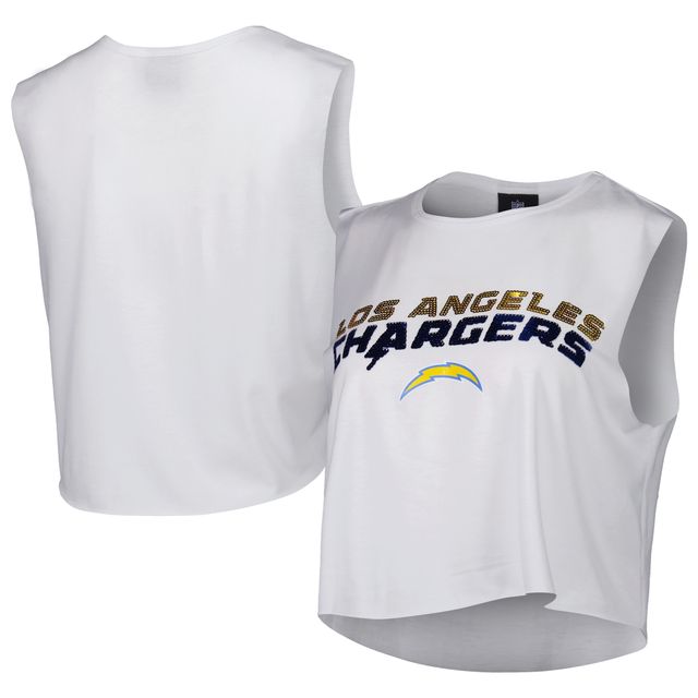 Débardeur court à sequins Los Angeles Chargers Cuce pour femme, blanc