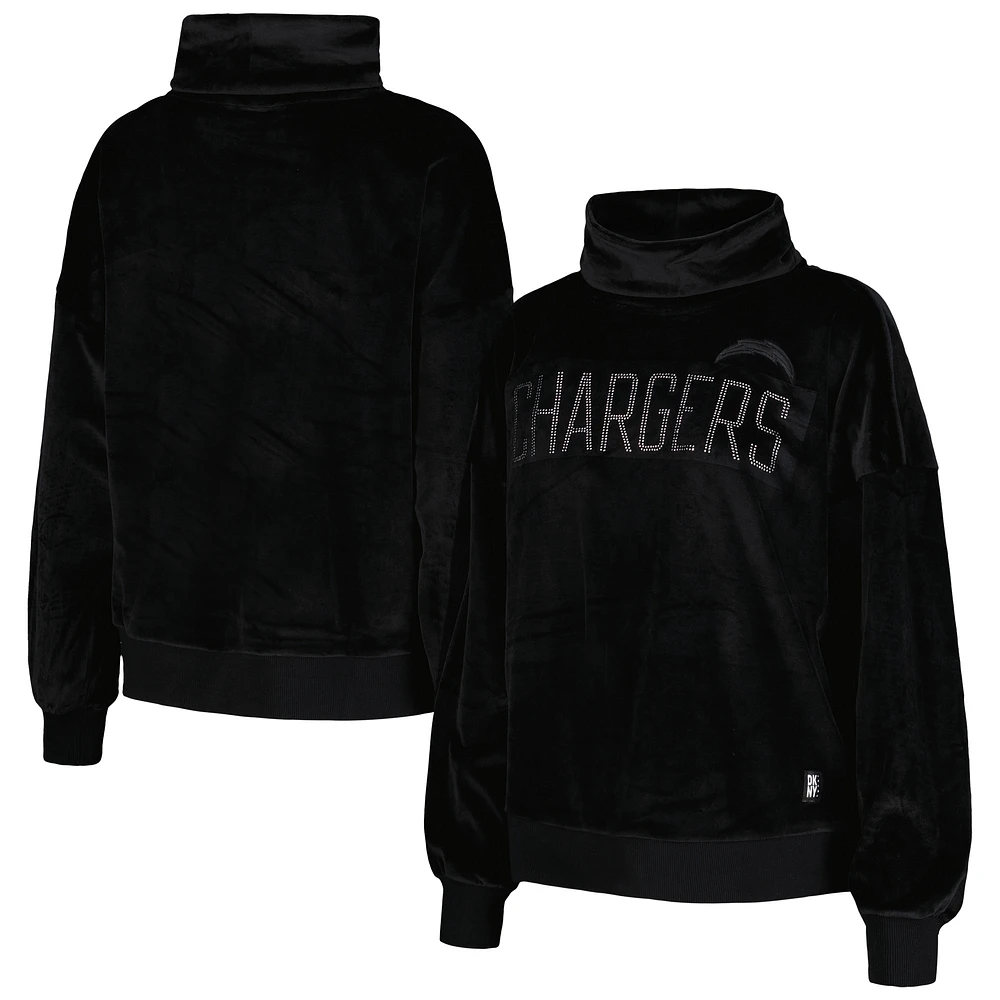 Sweat-shirt à col cheminée avec strass DKNY Sport pour femmes, noir, Los Angeles Chargers Deliliah