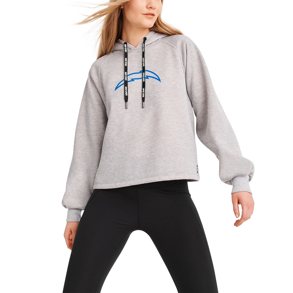 Sweat à capuche raglan DKNY Sport pour femmes, gris chiné, Los Angeles Chargers Debbie Dolman