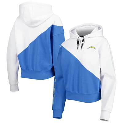 Sweat à capuche DKNY Sport Los Angeles Chargers Bobbi Color Blocked pour femme, blanc/bleu poudré