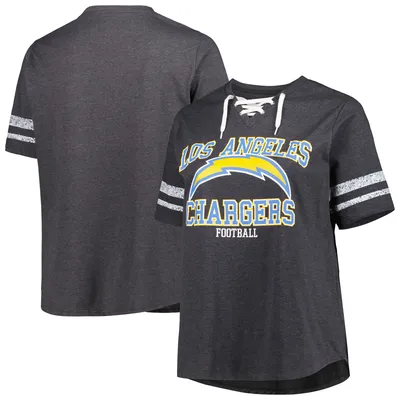 Women's New Era Powder Blue Los Angeles Chargers Raglan Lace-Up T-Shirt Size: Medium