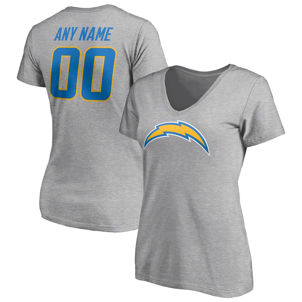 Fanatics Branded Women's Fanatics Branded Heather Gray Los Angeles Chargers  Personalized Team Authentic - V-Neck T-Shirt