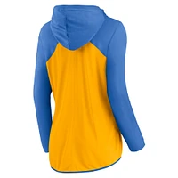 Sweat à capuche zippé intégral avec inscription Los Angeles Chargers Fanatics Gold/Powder Blue pour femme