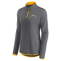 Women's Fanatics  Gray Los Angeles Chargers Corner Long Sleeve 1/4 Zip Top