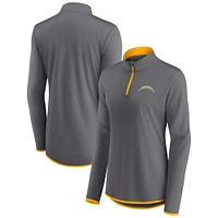 Women's Fanatics  Gray Los Angeles Chargers Corner Long Sleeve 1/4 Zip Top