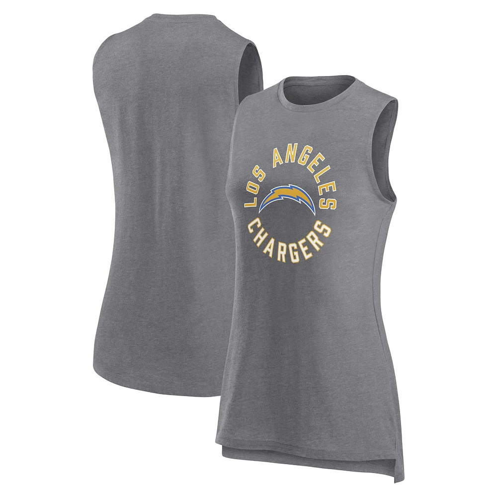 Women's Fanatics  Heather Gray Los Angeles Chargers What Goes Around Tank Top