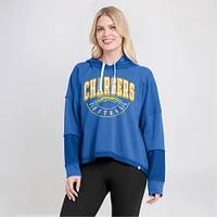 Fanatics pour femmes bleu poudre Los Angeles Chargers Lightewight Modest Crop Lounge Casque Arch Pull à capuche