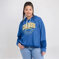 Women's Fanatics Powder Blue Los Angeles Chargers Lightewight Modest Crop Lounge Helmet Arch Pullover Hoodie